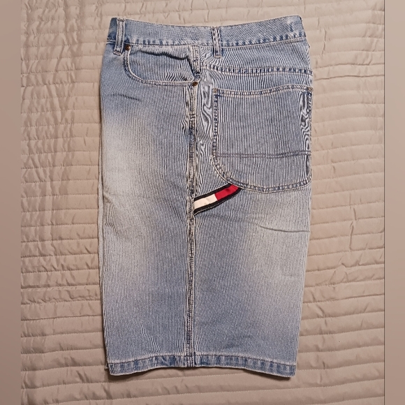 VTG RARE Y2K Tommy Jeans Red Label Denim Utility Distressed Shorts Mens Size 32 - Picture 5 of 12